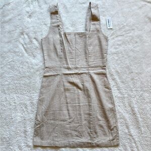 Old Navy Tan Sleeveless Square Neck Linen Blend Mini Dress